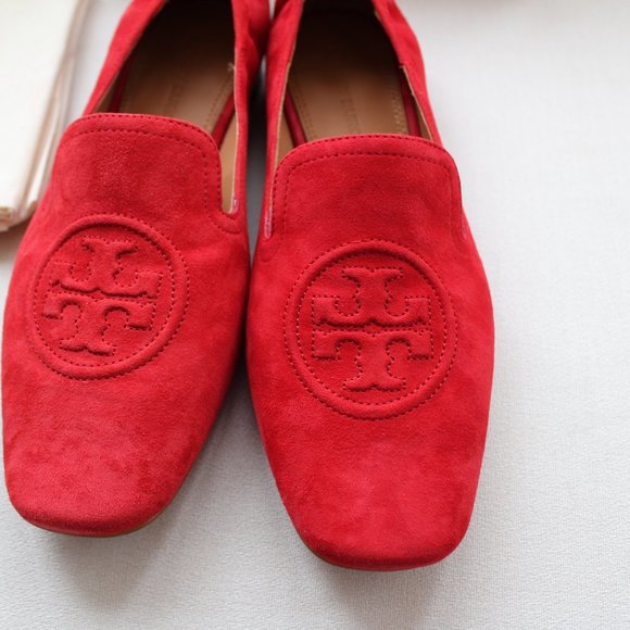 Tory Burch Red Suede Loafers - Picture 3 of 7